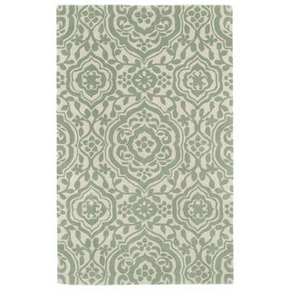 Kaleen Rugs Hand tufted Runway Mint/ Ivory Damask Wool Rug (96 X 13) Green Size 96 x 13