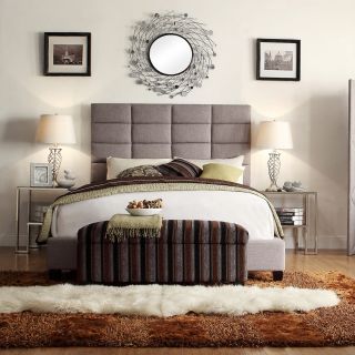 Inspire Q Tower Grey Linen Full/ Queen Upholstered Bed