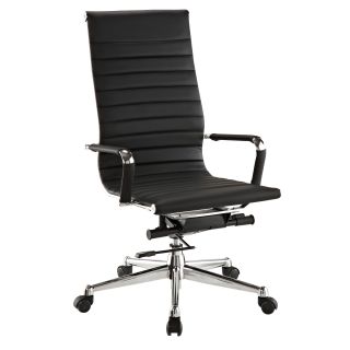 Pantera Black Leather And Chrome High Back Desk Chair