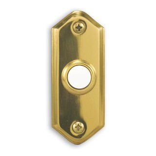 Heath Zenith 856 B Wired Push Button, Polished Brass Finish with Lighted Center Button   Doorbell Push Buttons  