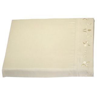Hatzlocha Microfiber Solid Embroidered Floral Sheet Set Off White Size Full