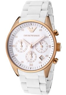 Emporio Armani AR5920  Watches,Womens Sportivo Chronograph White Silicon & Rose Gold Tone Ion Plated Stainless Steel, Chronograph Emporio Armani Quartz Watches