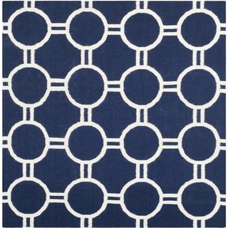 Safavieh Handwoven Moroccan Dhurrie Navy/ Ivory Wool Area Rug (6 Square)
