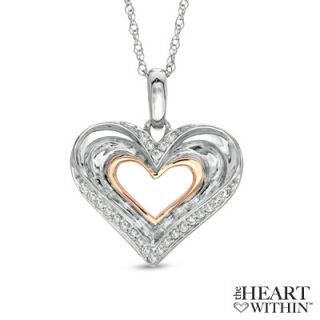 The Heart Within™ 1/10 CT. T.W. Diamond Double Heart Pendant in 10K