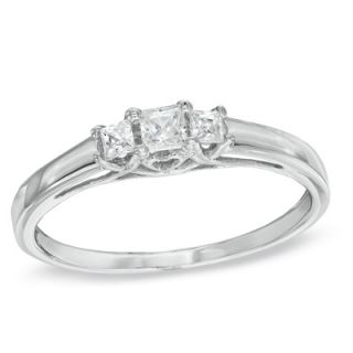 CT. T.W. Princess Cut Diamond Three Stone Engagement Ring in 10K