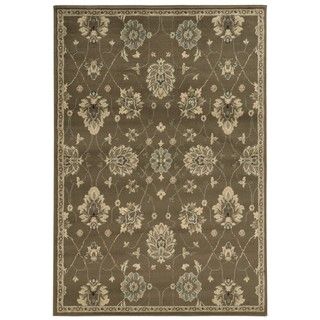 Casual Floral Brown/ Beige Area Rug (33 X 55)