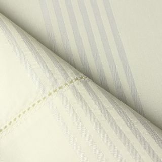Elite Home Products, Inc Sedona Woven Stripe Cotton Rich 400 Thread Count 4 piece Sheet Sets Ivory Size Twin
