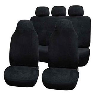 Fh Group Black Suede Car Seat Covers Front High Back Buckets And Split Bench (full Set)