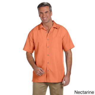 Harriton Mens Barbados Textured Camp Shirt Orange Size XXL