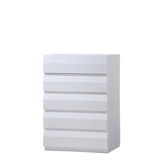 Global Furniture Usa White High Gloss Chest White Size 5 drawer