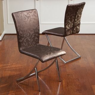 Christopher Knight Home Mackenzie Brown Floral Modern Chairs (set Of 2)