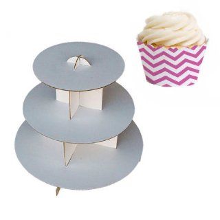 Dress My Cupcake DMC30939 Cardboard Cupcake Stand Kit with Mini Wrappers, Cherry Blossom Chevron Party Packs Kitchen & Dining