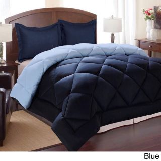 Hatzlocha All occasions Reversible Down Alternative Diamond 3 piece Comforter Set Blue Size Twin