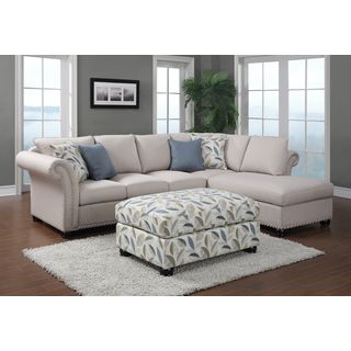 Emerald Paige 2 piece Beige Sectional And Ottoman