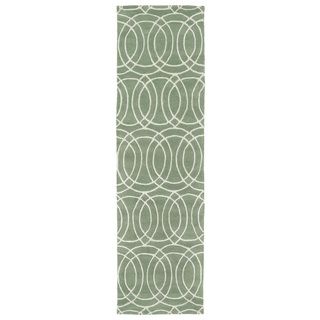 Cosmopolitan Circles Mint/ Ivory Hand tufted Wool Rug (23 X 8)