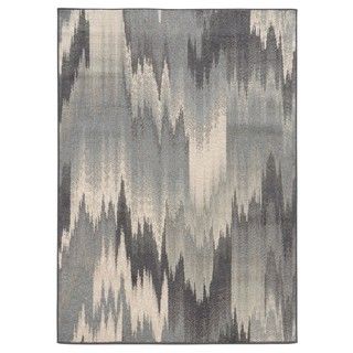 Abstract Ikat Blue/ Grey Accent Rug (110 X 210)