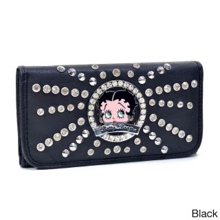 Betty Boop Rhinestone And Studded Starburst Accent Tri fold Wallet