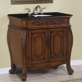 Ica Furniture Theia 36 inch Brown Walnut Single Sink Bathroom Vanity Black Size Single Vanities