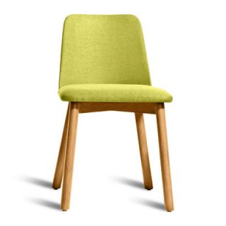 Blu Dot Chip Dining Chair CH1 CHR Finish White Oak, Upholstery Bright Green