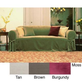 Velvet 1 piece Loveseat Slipcover With Front Bowties