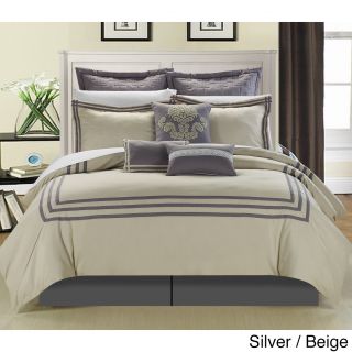Chic Home Cosmo Hotel Collection 8 piece Comforter Set Silver Size King