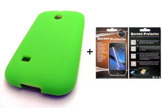 BUNDLE LCD Straight Talk PRISM Huawei M865c GREEN SOFT SILICONE + LCD SCREEN PROTECTOR Case Skin Cover Accessory Protector Cell Phones & Accessories