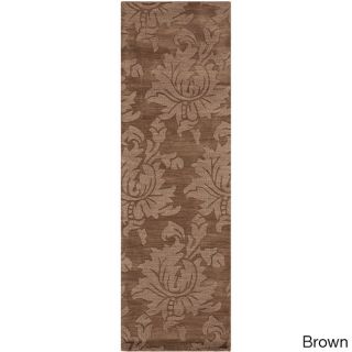 Hand Loomed Solid Tone on tone Otero Contemporary Floral Wool Runner Rug (26 X 8)