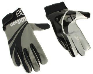 Pair Wilson WTF9950L Customizable Football Receiver's Gloves Large  Gray/Black  Sports & Outdoors