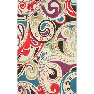 Nuloom Hand hooked Modern Paisley Polyester Multi Rug (76 X 96)
