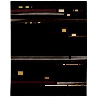 Nourison Parallels Black Abstract Rug (76 X 96)