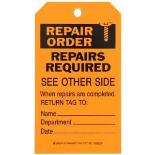 Brady 86624 7" Height, 4" Width, B 851 Economy Polyester, Black On Orange Color Inspection And Material Control Tag (Pack Of 10) Industrial Warning Signs