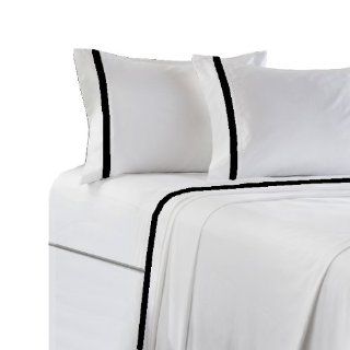 MARRIKAS 300TC Cotton BORDERED KING WHITE BLACK SHEET SET   Pillowcase And Sheet Sets