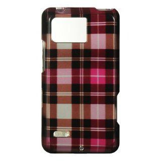 Plaid Hot Pink Protector Case for DROID Bionic XT875 Cell Phones & Accessories