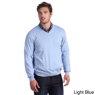 Luigi Baldo Luigi Baldo Mens Italian Made Cotton And Cashmere V neck Sweater Blue Size Small
