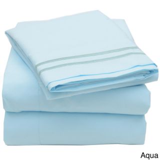 Bed Bath N More Embroidered 4 piece Bed Sheet Set Blue Size Queen