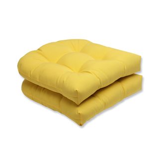 Pillow Perfect Outdoor Yellow Wicker Seat Cushion (set Of 2)