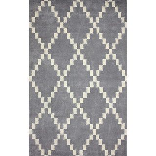 Nuloom Flatweave Pixel Trellis Grey Wool Rug (5 X 8)