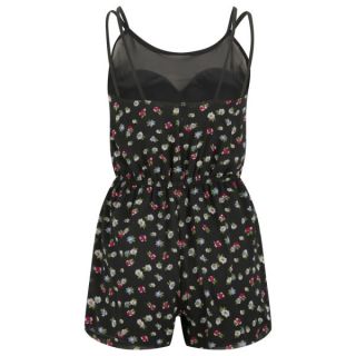 AX Paris Womens Floral Sweetheart Playsuit   Black      Womens Clothing