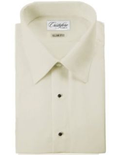 Cardi Men's Microfiber Slimfit Laydown Collar Tuxedo Shirt, Ivory at  Mens Clothing store