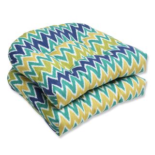 Pillow Perfect Outdoor Zulu Blue/green Wicker Seat Cushion (set Of 2)