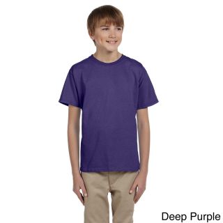 Jerzees Youth Boys Hidensi t Cotton T shirt Purple Size L (14 16)