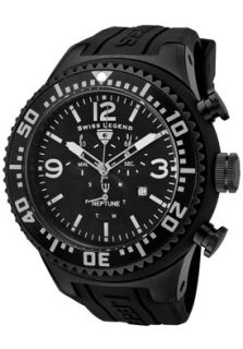 Swiss Legend 11812P BB 01 WA  Watches,Mens Neptune Chronograph Black IP Case Black Dial Black Silicone, Chronograph Swiss Legend Quartz Watches