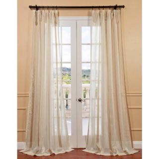 Carlton Creme Linen Blend Stripe Sheer Curtain Panel