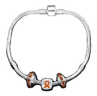 Pandora Style Multiple Sclerosis Awareness Silver Charm Bracelet Jewelry