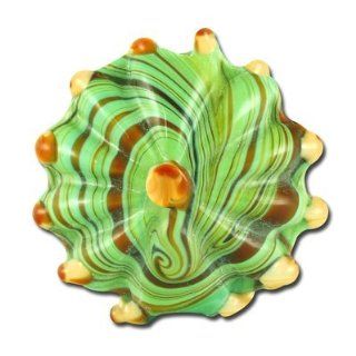 21mm Green Swirl Seashell Glass Beads