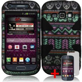 SAMSUNG GALAXY RING M840 PREVAIL 2 ELEGANT AZTEC DESIGN BLACK STAR HYBRID COVER HARD GEL CASE + SCREEN PROTECTOR from [ACCESSORY ARENA] Cell Phones & Accessories