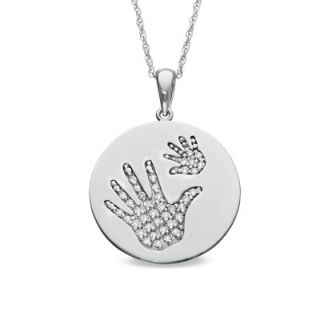 Tiny Toes™ 1/6 CT. T.W. Diamond Two Hands Disc Pendant in 10K