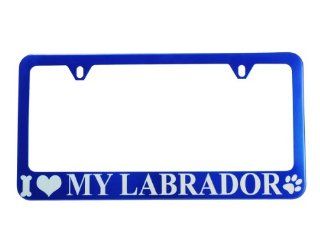 Love My Labrador License Plate Frame Blue Automotive