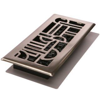 Decor Grates ADH412 NKL Art Deco Floor Register, Brushed Nickel, 4 Inch by 12 Inch   Vent Cover  