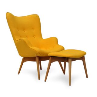 International Design Huggy Mid Century Chair and Ottoman F 155 1 Yellow / F15